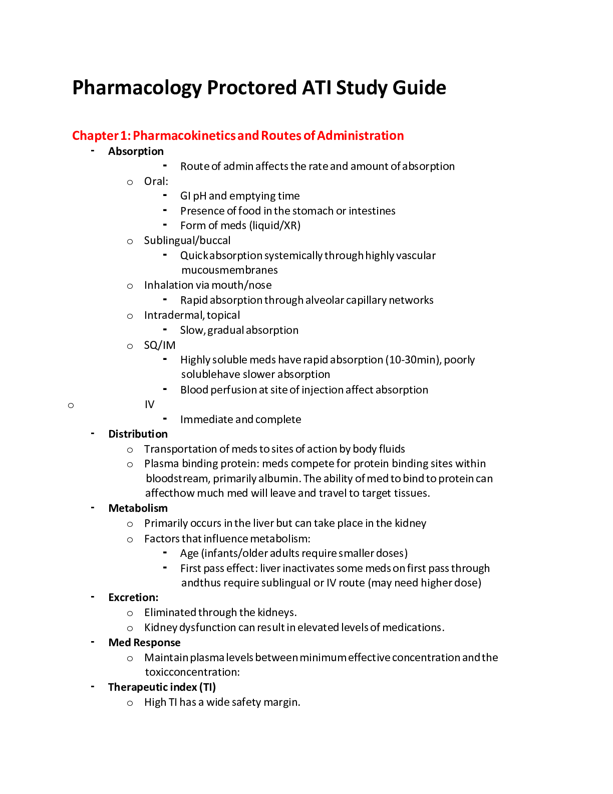 Preview of Pharmacology Proctored ATI Study Guide (Chapter 1- Chapter 47)